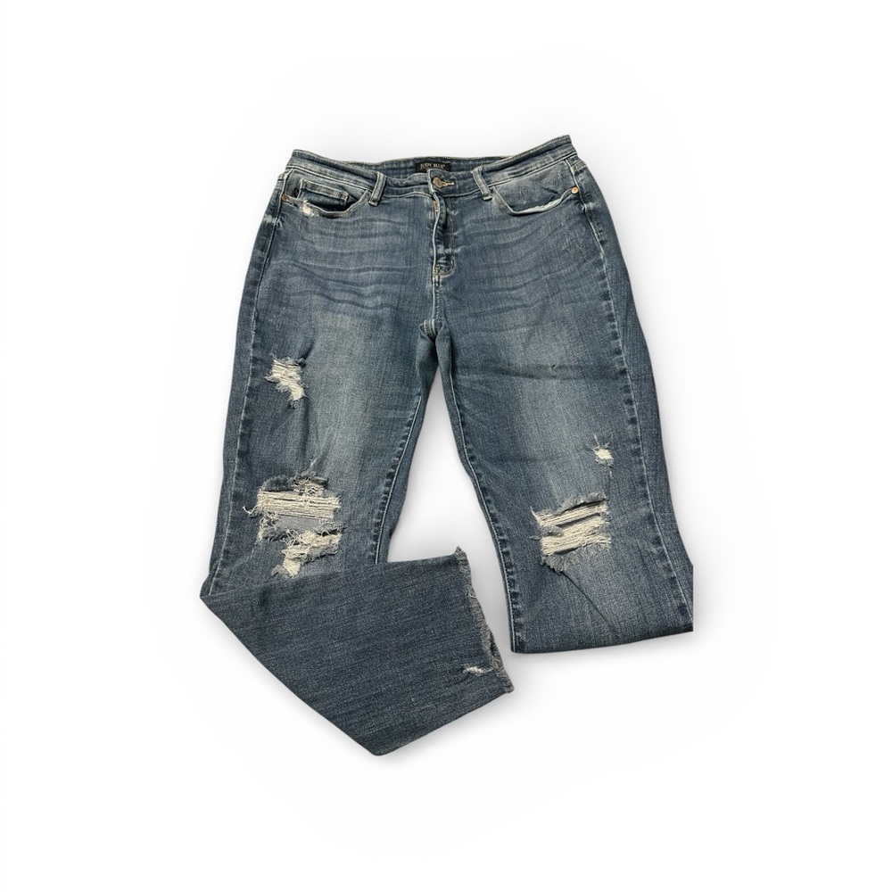 Judy Blue Distressed Boyfriend Jeans in Blue- GUC- SZ 13/31
